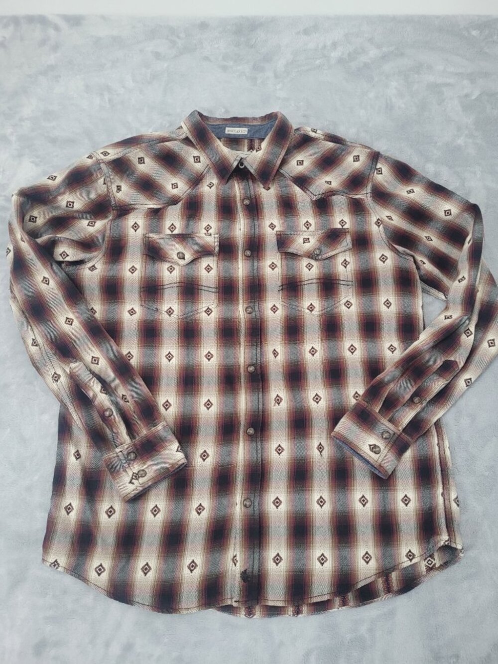 Cody James Men's Plaid Aztec Flannel Shirt Pearl Snap Western Cowboy Medium